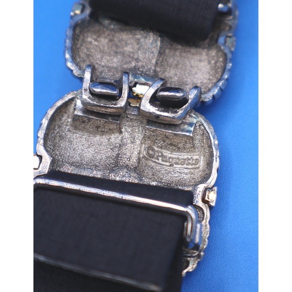 Vintage Paquette Faux Black Belt with Ornate Silver Buckle Women's Accessory - Picture 5 of 8